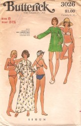3026 70S KNIT BIKINI, EMPIRE TIED COVER UP PATTERN 6 30.5''